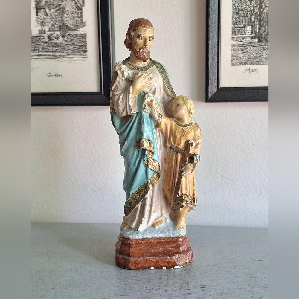 Antique statuette of St. Joseph and the child Jesus